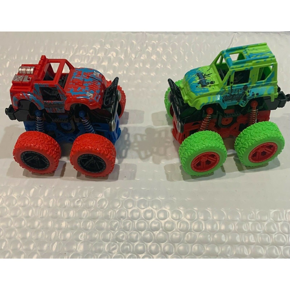 Two Big Wheel Monster Zap Friction Powered Trucks, 4x4, 1:36 Scale 2 Pack